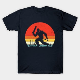 Bigfoot Sasquatch Playing Cricket Vintage Outdoor Sport Cricket Fan T-Shirt